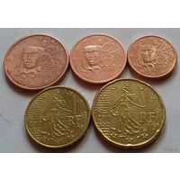 Набор евро монет Франция 2010 г. (1, 2, 5, 10, 20 евроцентов)