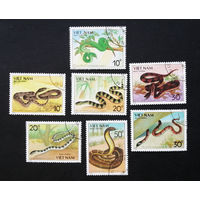 Вьетнам 1988 г. Ядовитые змеи. Фауна, полная серия из 7 марок #0102-Ф1P23