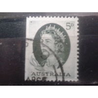 Австралия 1964 Королева Елизавета 2, марка из буклета Михель-4,0 евро гаш, обрез слева