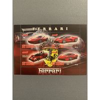 Конго 2013. Автомобили Ferrari. Малый лист