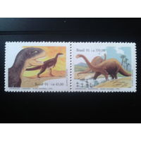 Бразилия 1991 Динозавры, сцепка** Михель-4,0 евро