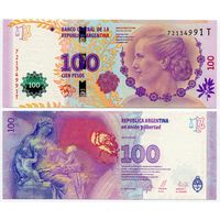 Аргентина. 100 песо (образца 2012 года, P358b, серия T, UNC)
