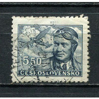 Чехословакия - 1946/1947 - Франтишек Новак 5,5Кс. Авиамарка - [Mi.494] - 1 марка. Гашеная.  (Лот 93FA)-T25P9
