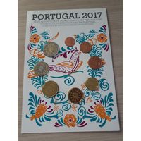 Португалия 2017 год. 1, 2, 5, 10, 20, 50 евроцентов, 1, 2 евро. Официальный набор FDC монет в буклете