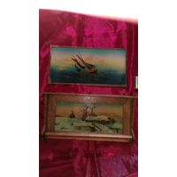 Картина на стекле - держатель для полотенец СССР, корабль, природа. цены в тексте обьявления