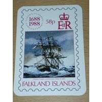 Календарик 1989 Фолклендские острова. Филателистическая контора. Марка. Корабль