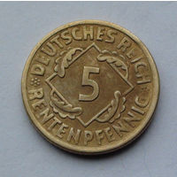 Германия - Веймарская республика 5 рентенфеннигов. 1924. A
