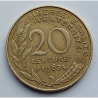 Франция 20 сантимов. 1963
