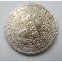 Германия 1 марка 1876 G серебро  .24-74