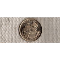 Гибралтар 2 фунта 1992/ Юбилейная монета/ Христофор Колумб / Елизавета II / Корабль / Редкий металл - Вирениум (Qu)