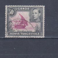[1633] Британские колонии. Кения,Уганда и Танганьика 1938. Георг VI.Парусная лодка.50 с. Гашеная марка.