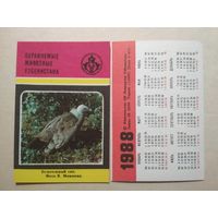 Карманный календарик. Охраняемые животные Узбекистана.1988 год