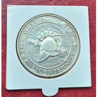 Серебро 0,900! США 1 доллар, 2002 200 лет Военной академии в Вест-Поинте. Монета в холдере!