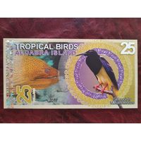 25 долларов о. Альдабра Сейшелы 2017 г. "Тропические птицы".