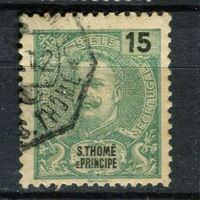 Португальские колонии - Сан Томе и Принсипи - 1903 - Король Карлуш I 15R - [Mi.87] - 1 марка. Гашеная.  (Лот 101AV)