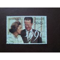 Бельгия 1990 г.Годовщина бракосочетания.Очень большой номинал -65 бел. франков.