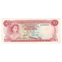 Багамские острова 3 доллара 1965 года. Тип Р 19a, две подписи. Состояние XF-