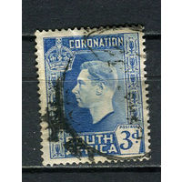 Южная Африка - 1937 - Коронация короля Георга VI 3Р - (есть тонкое место) - [Mi.115] - 1 марка. Гашеная.  (Лот 99FA)-T25P9