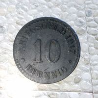 10 пфеннигов 1917 года. Германская империя ( военные деньги резиденция г. Гассель)