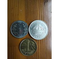 Швеция 1 крона 2003, Барбадос 5 центов 2009, Индия 1 рупия 2015 -18