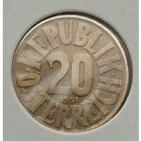 Австрия 20 грошей 1951 г. В холдере