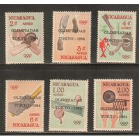 Никарагуа-1964, (Мих.1366-1371)  **  , Спорт, ОИ-1964, Надп.