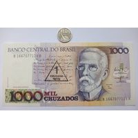 Werty71 Бразилия 1000 крузейро 1 новый крузадо 1989 UNC банкнота