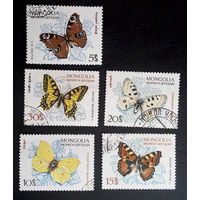 Монголия 1963 г. Бабочки. Насекомые. Фауна, полная серия из 5 марок #0256-Ф1P58