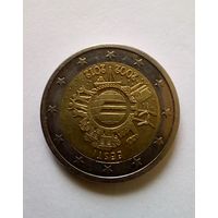Эстония  2 евро 2012г 10 лет наличными евро (2) UNC