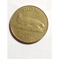 Финляндия 5 марок 1994 года .
