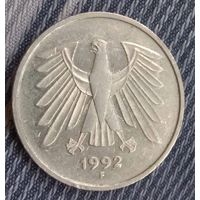 5 марок 1992 F  ФРГ Германия 5 ДМ  (  F 	 Штутгарт  )