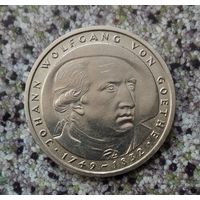 5 марок 1982 года ФРГ. 150 лет со дня смерти Иоганна Вольфганга фон Гёте. Красивая монета!