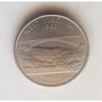 25 центов США 2005 г. штат Западная Вирджиния Р