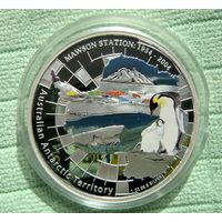 1 доллар 2004 Австралия Австралийские антарктические территории Станция MAWSON 1954-2004 Юбилей Пингвины Серебро 999