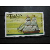 Транспорт, корабли, флот, парусники Британские колонии Санта Лючия марка 1976