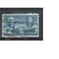США-1947, (Мих.555), гаш.  , 100-лет марке США ,Личности ,Самолет, Корабль(одиночка)(2)