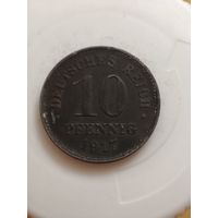 Германская империя 10 пфеннингов 1917 год железо