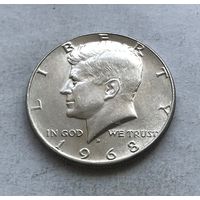 США 1/2 доллара (50 центов) 1968 (D - Денвер) - серебро 0,400