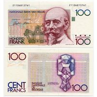 Бельгия. 100 франков (образца 1982 года, P142, подпись 5+14, aUNC)
