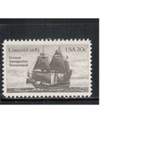 США-1983, (Мих.1628) , ** , Флот, Парусники, (одиночка),