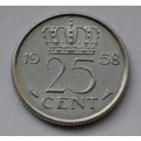 Нидерланды, 25 центов 1958 г.