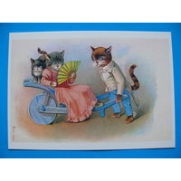 Неизвестный художник, Кошки (~1900-е гг., репринт), чистая (серия "Коллекция ретро-открыток").