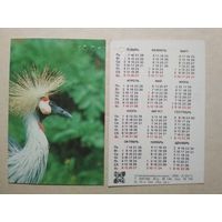 Карманный календарик. Зоопарк. Птица. 1991 год