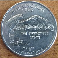 США 25 центов (квотер) 2007 г. Р.  Вашингтон