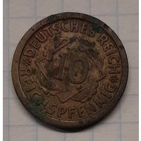 Германия 10 рейхспфеннигов 1925г.F km40