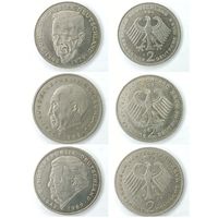 Монета 2 / 5 Марки 1972-1994 гг. Германия. Одним лотом 6 шт. С рубля.