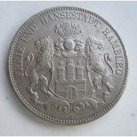 Гамбург 5 марок 1902 , серебро  .34-447