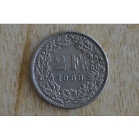 Швейцария 2 франка 1969