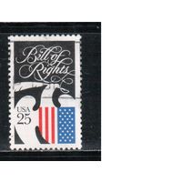 США-1989, (Мих.2050),  гаш.,  Билл о правах, Флаг (одиночка)