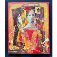 Герасимов В.А "Девушка с попугаем", 2001г. Холст, масло. Размер 62х50 см.